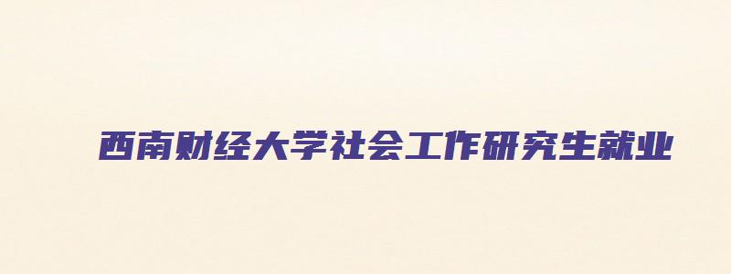 西南财经大学社会工作研究生就业