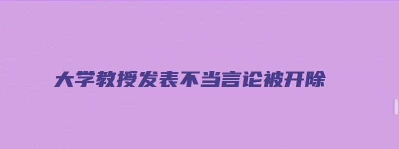 大学教授发表不当言论被开除