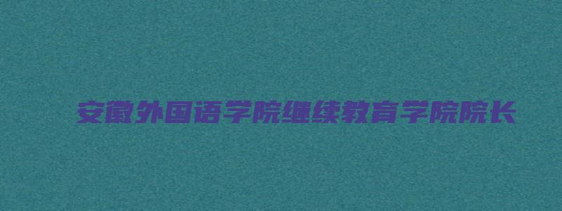 安徽外国语学院继续教育学院院长