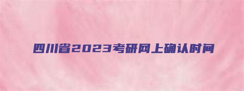 四川省2023考研网上确认时间