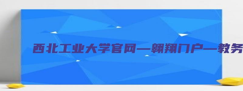 西北工业大学官网—翱翔门户—教务系统