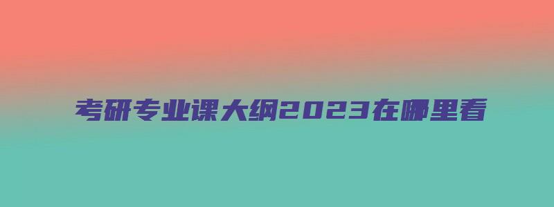 考研专业课大纲2023在哪里看