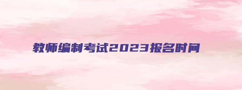 教师编制考试2023报名时间