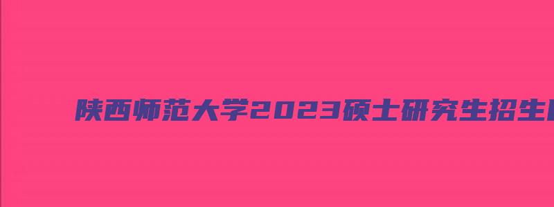 陕西师范大学2023硕士研究生招生目录