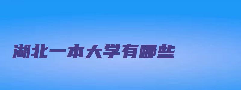 湖北一本大学有哪些