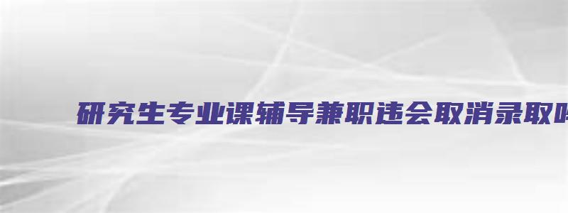 研究生专业课辅导兼职违会取消录取吗