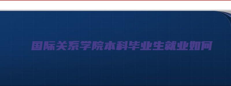 国际关系学院本科毕业生就业如何