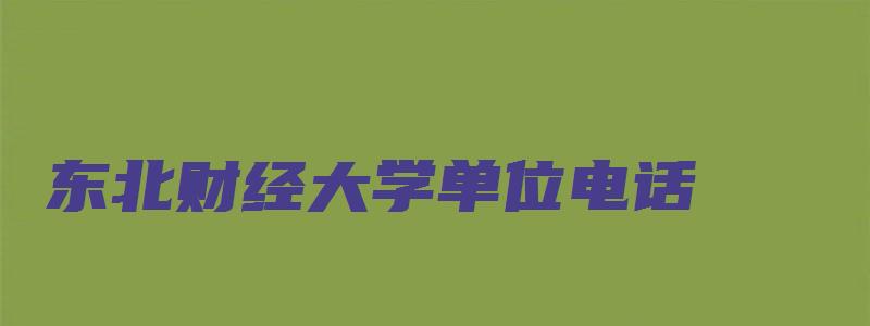 东北财经大学单位电话