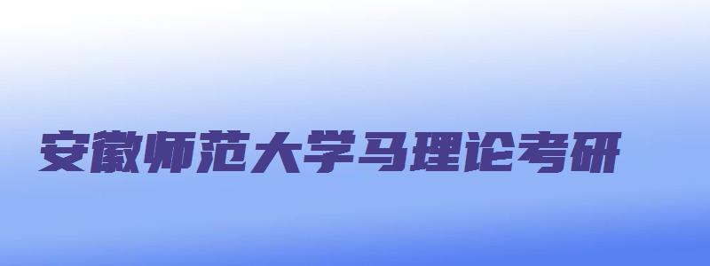 安徽师范大学马理论考研