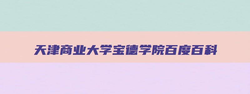 天津商业大学宝德学院百度百科