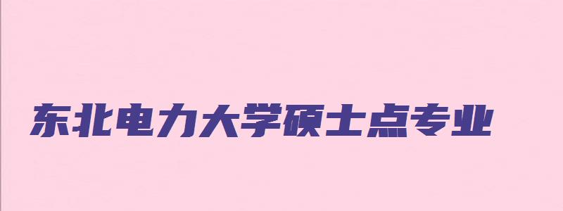 东北电力大学硕士点专业