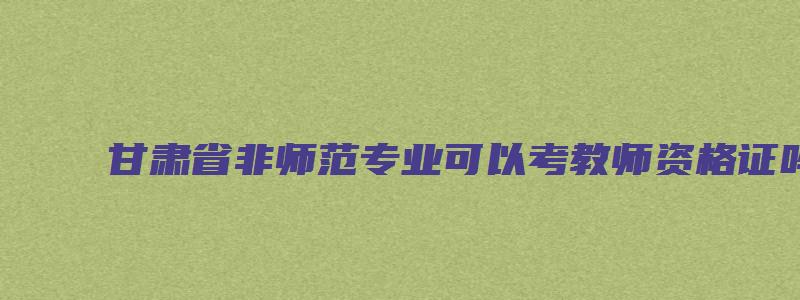 甘肃省非师范专业可以考教师资格证吗