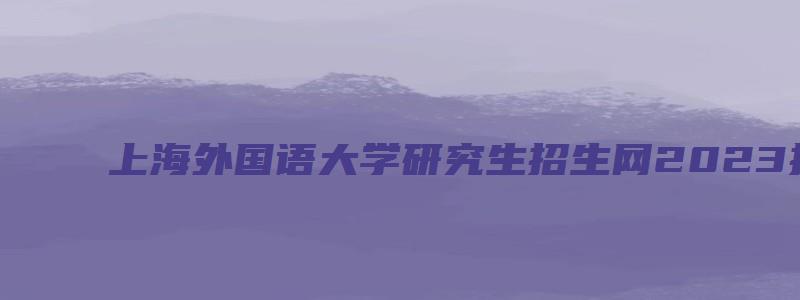 上海外国语大学研究生招生网2023招生目录