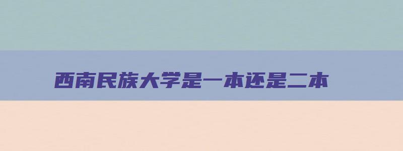 西南民族大学是一本还是二本