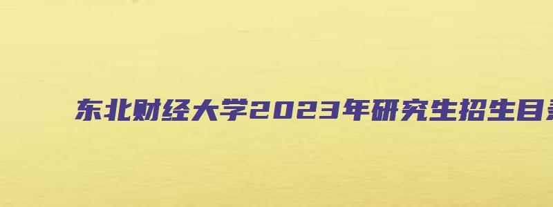 东北财经大学2023年研究生招生目录