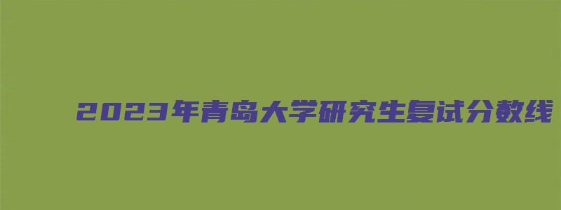 2023年青岛大学研究生复试分数线