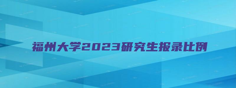 福州大学2023研究生报录比例