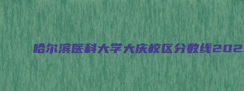 哈尔滨医科大学大庆校区分数线2023级