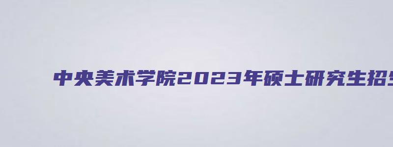 中央美术学院2023年硕士研究生招生简章