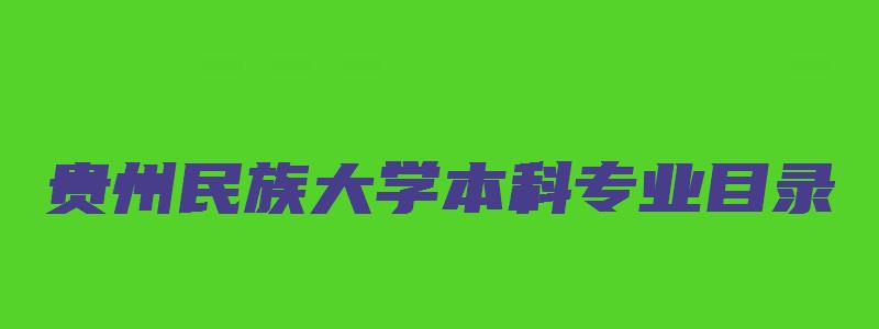 贵州民族大学本科专业目录