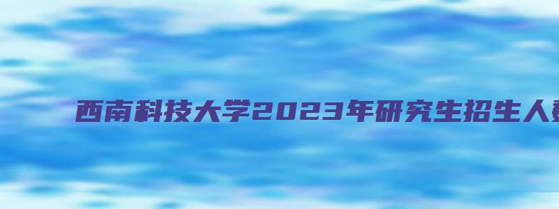 西南科技大学2023年研究生招生人数