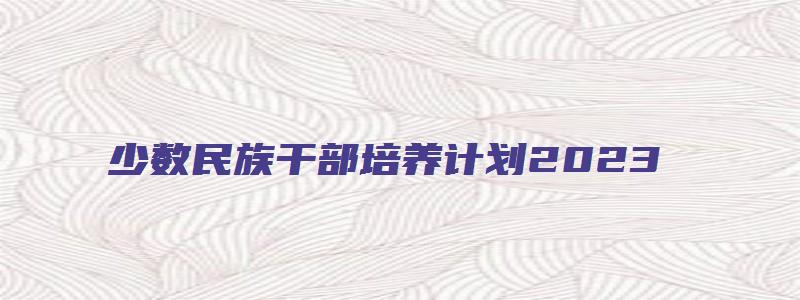 少数民族干部培养计划2023