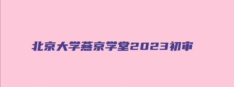 北京大学燕京学堂2023初审