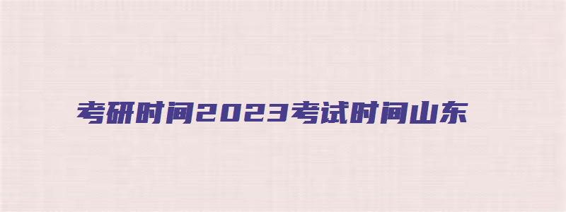 考研时间2023考试时间山东