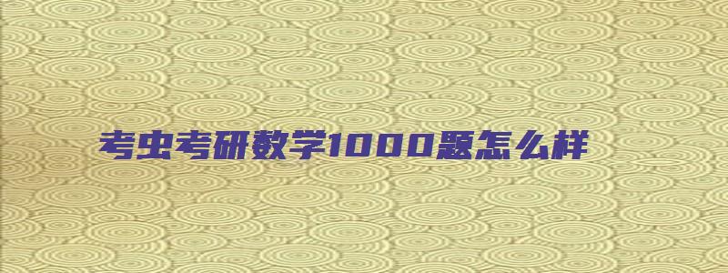 考虫考研数学1000题怎么样