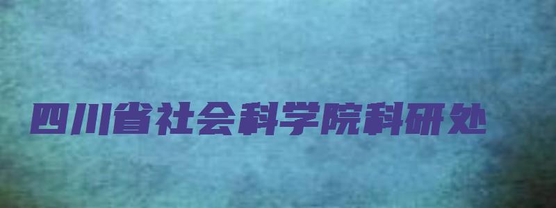 四川省社会科学院科研处