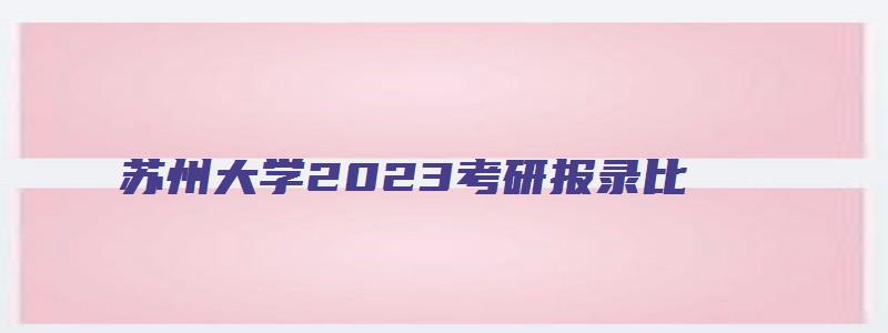 苏州大学2023考研报录比