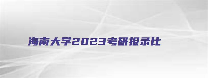 海南大学2023考研报录比