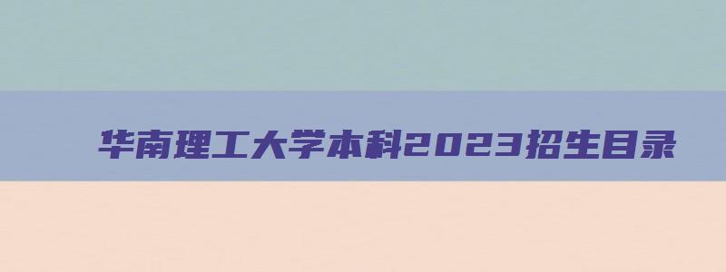 华南理工大学本科2023招生目录