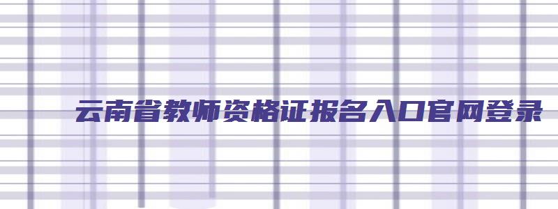 云南省教师资格证报名入口官网登录