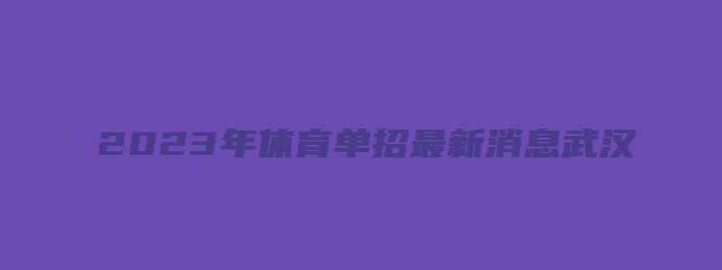 2023年体育单招最新消息武汉