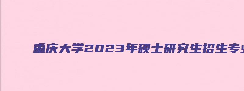 重庆大学2023年硕士研究生招生专业目录