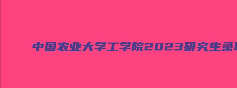 中国农业大学工学院2023研究生录取