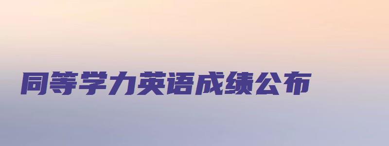 同等学力英语成绩公布