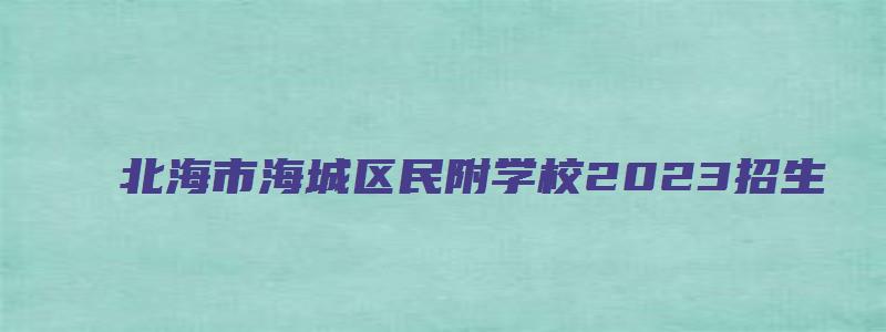 北海市海城区民附学校2023招生