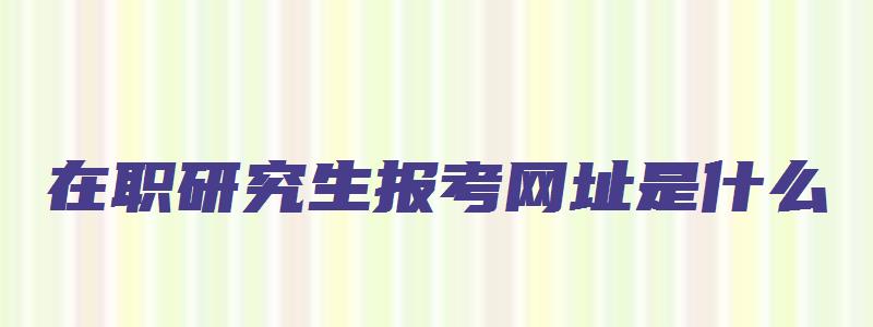 在职研究生报考网址是什么