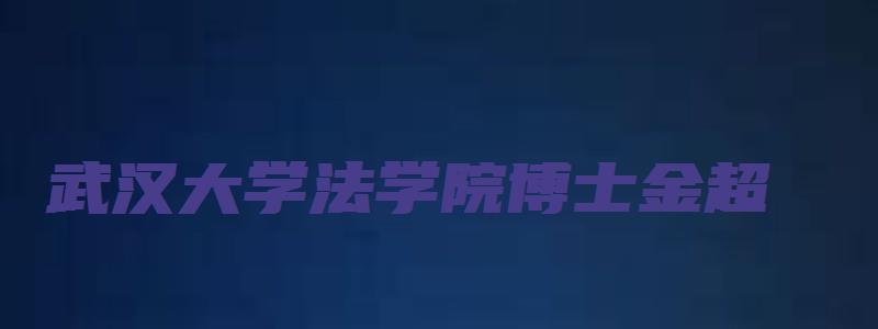 武汉大学法学院博士金超