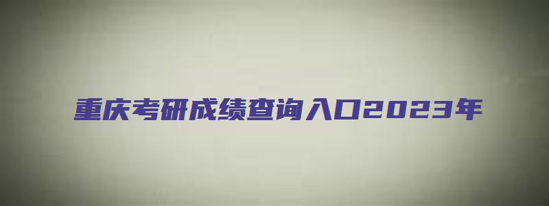 重庆考研成绩查询入口2023年