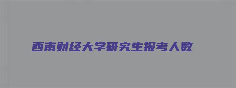 西南财经大学研究生报考人数