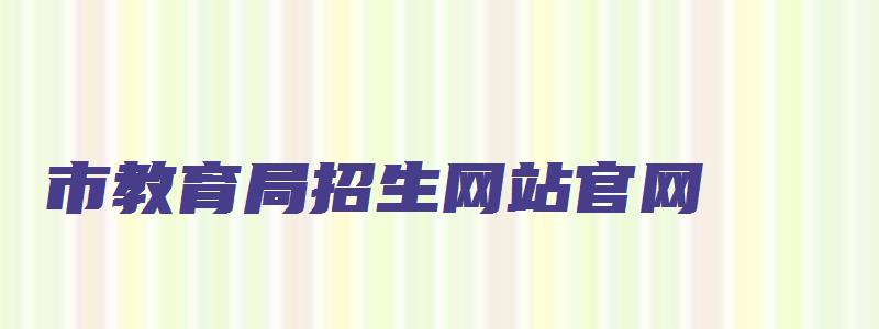 市教育局招生网站官网