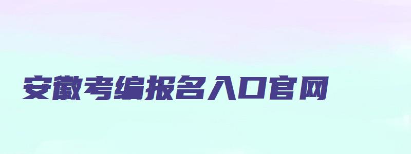 安徽考编报名入口官网