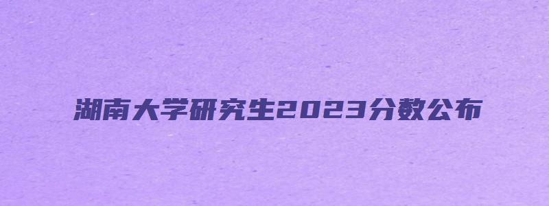 湖南大学研究生2023分数公布