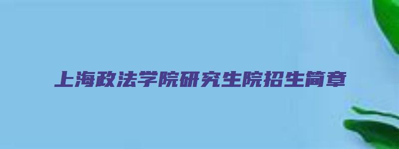 上海政法学院研究生院招生简章