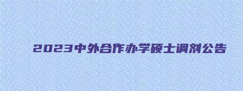 2023中外合作办学硕士调剂公告