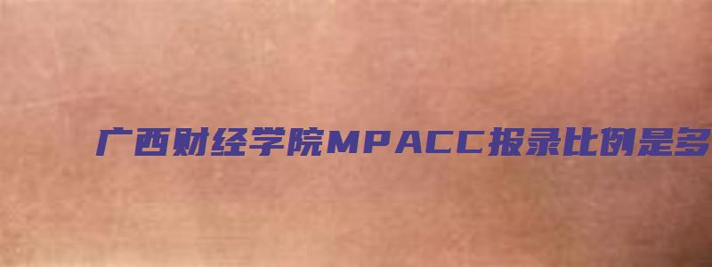 广西财经学院MPACC报录比例是多少